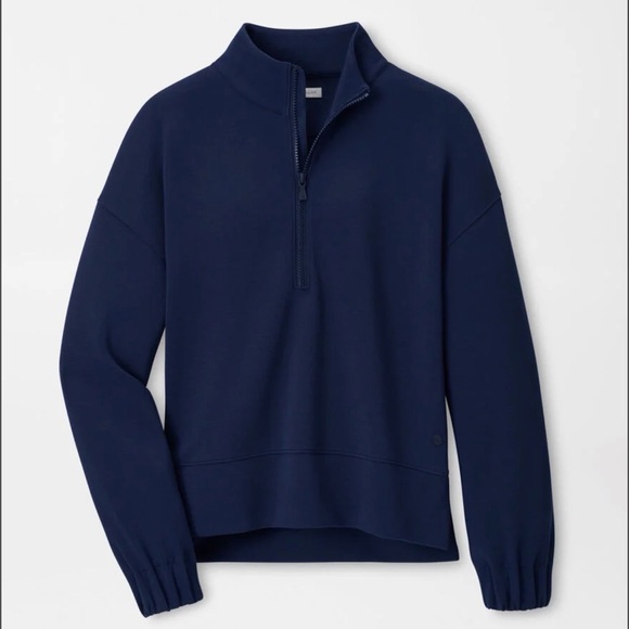 Peter Millar Women's Navy flora knit Half-Zip pullover - Picture 1 of 3